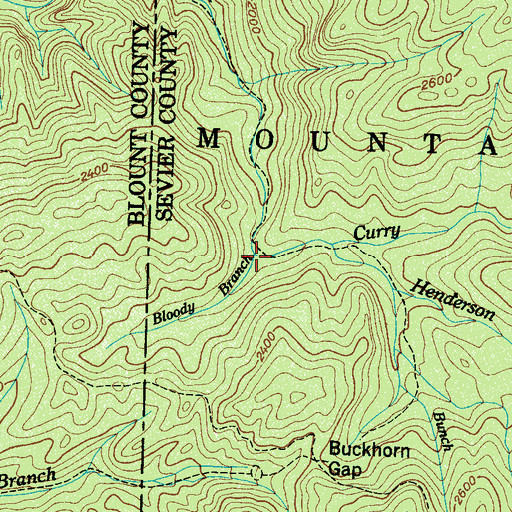 Topographic Map of Bloody Branch, TN