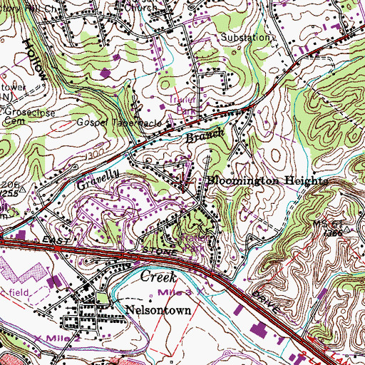 Topographic Map of Bloomington Heights, TN