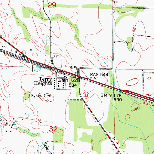 Topographic Map of Terry Heights, AL