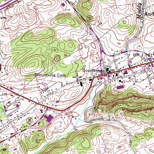 Topographic Map of Blountville Cemetery, TN
