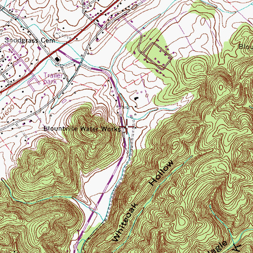 Topographic Map of Blountville Water Works, TN