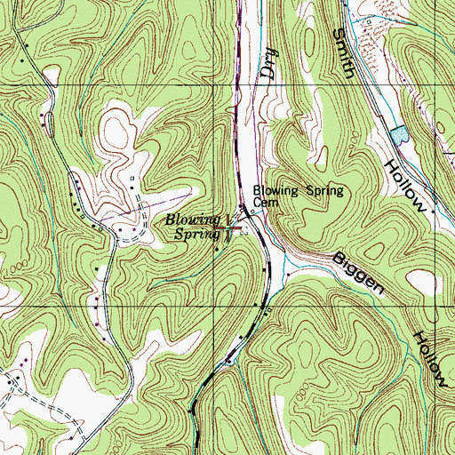 Topographic Map of Blowing Spring, TN