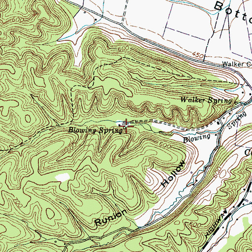 Topographic Map of Blowing Spring, TN