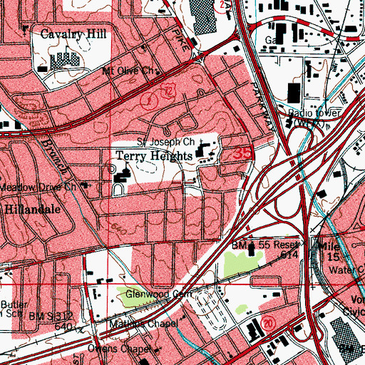 Topographic Map of Terry Heights, AL