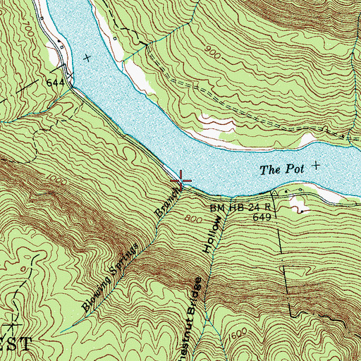 Topographic Map of Blowing Springs Branch, TN