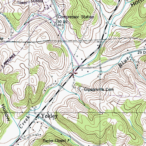 Topographic Map of Blue Branch, TN