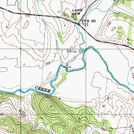 Topographic Map of Blue Creek, TN