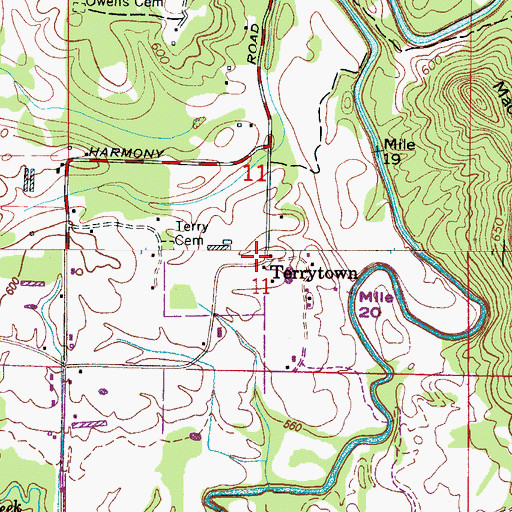 Topographic Map of Terrytown, AL