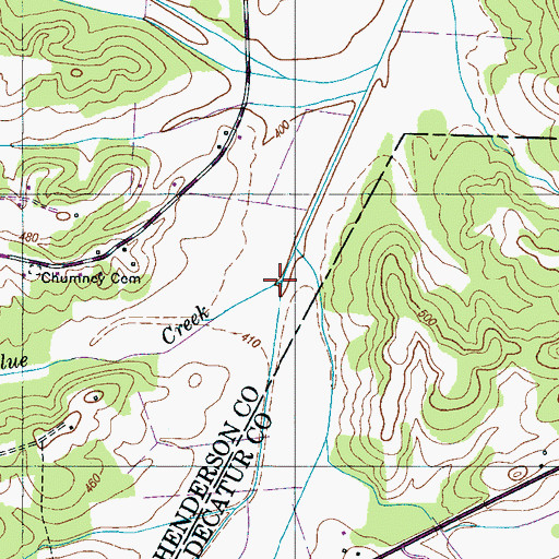 Topographic Map of Blue Creek, TN