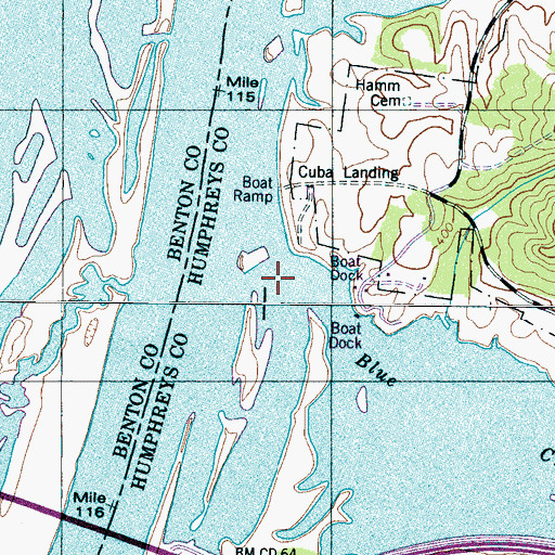 Topographic Map of Blue Creek, TN