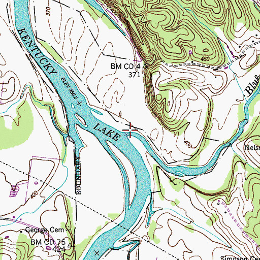 Topographic Map of Blue Creek, TN