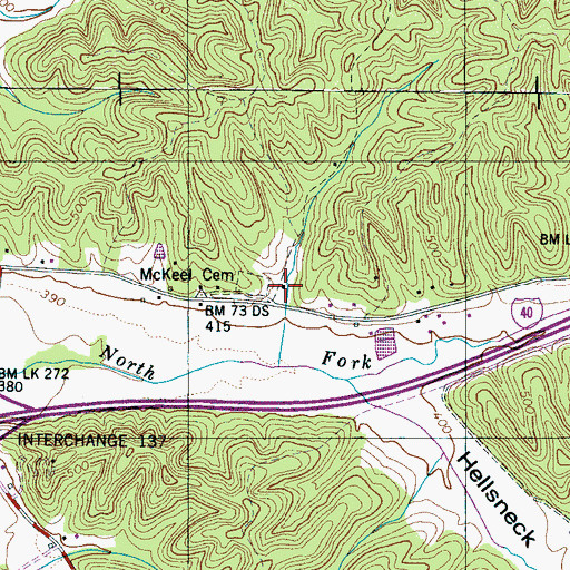 Topographic Map of Blue Creek School, TN