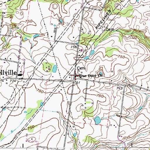 Topographic Map of Blue Door Church, TN