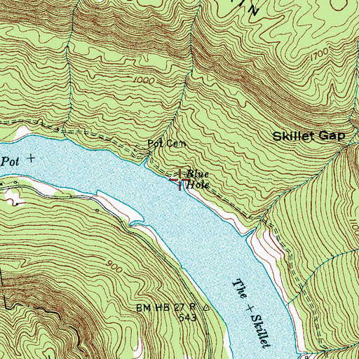 Topographic Map of Blue Hole, TN