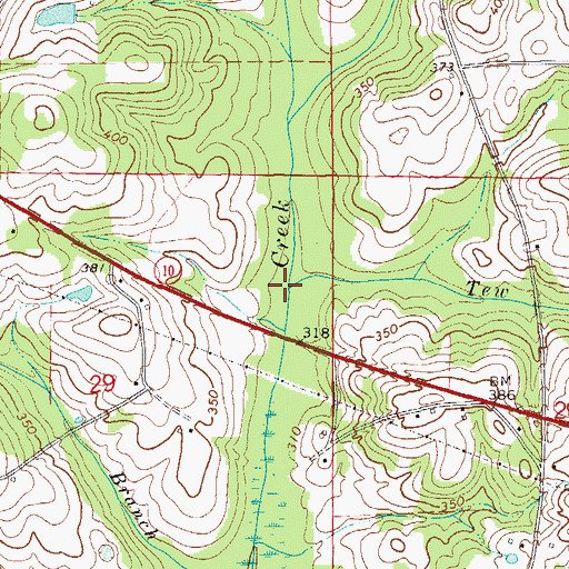 Topographic Map of Tew Branch, AL