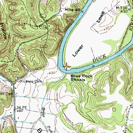 Topographic Map of Blue Rock Shoals, TN