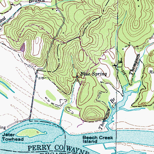 Topographic Map of Blue Spring, TN