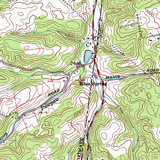 Topographic Map of Blue Spring, TN