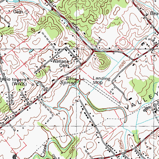 Topographic Map of Blue Spring, TN