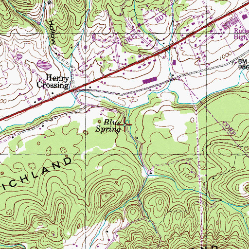 Topographic Map of Blue Spring, TN