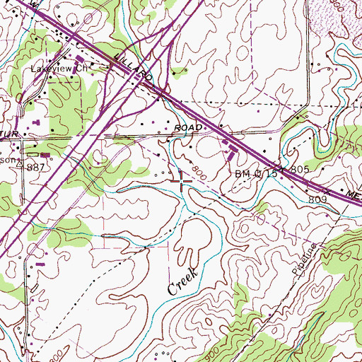 Topographic Map of Blue Spring Branch, TN