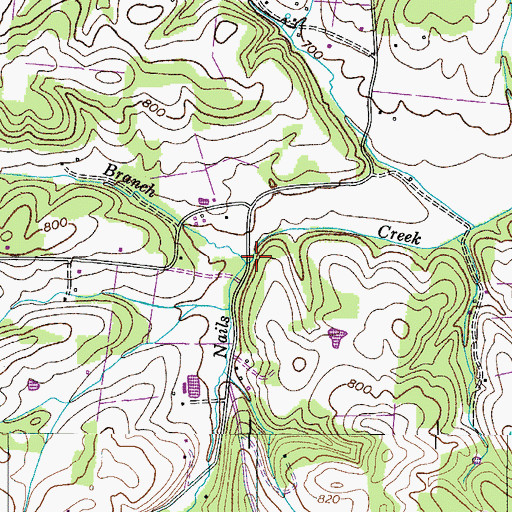 Topographic Map of Blue Spring Branch, TN