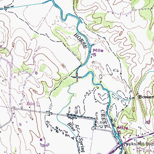 Topographic Map of Blue Spring Branch, TN