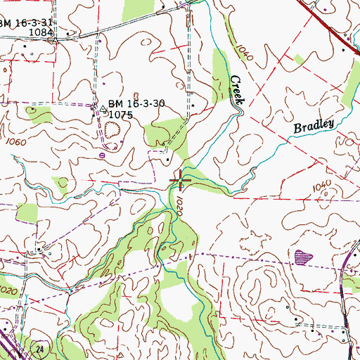 Topographic Map of Blue Spring Creek, TN