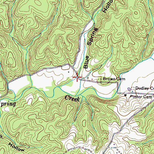 Topographic Map of Blue Spring Hollow, TN
