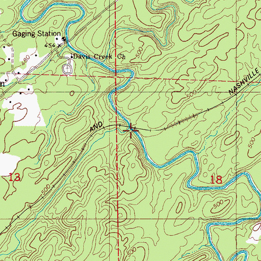 Topographic Map of Texas Creek, AL