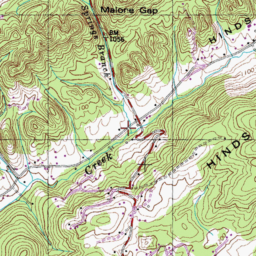 Topographic Map of Blue Springs Branch, TN