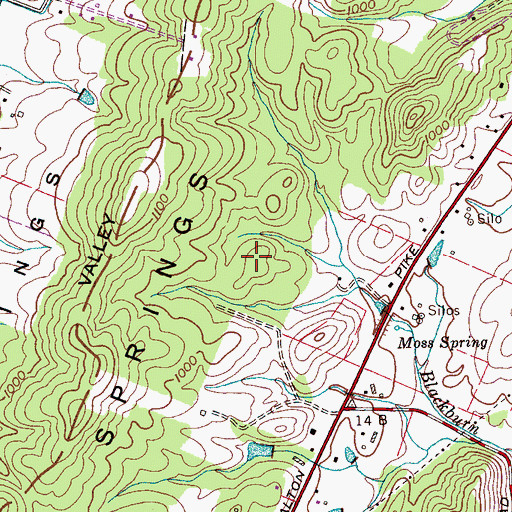 Topographic Map of Blue Springs Ridge, TN