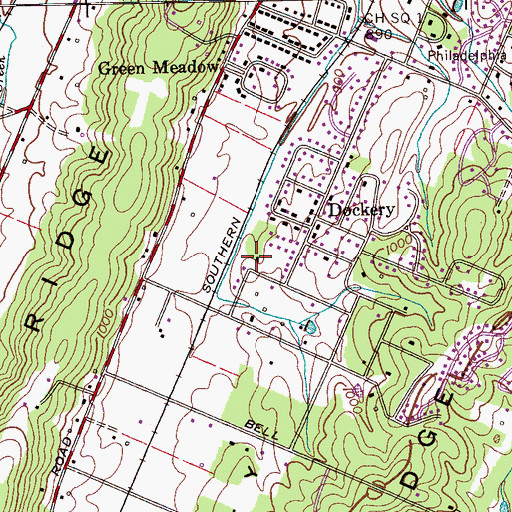Topographic Map of Blue Springs Valley, TN