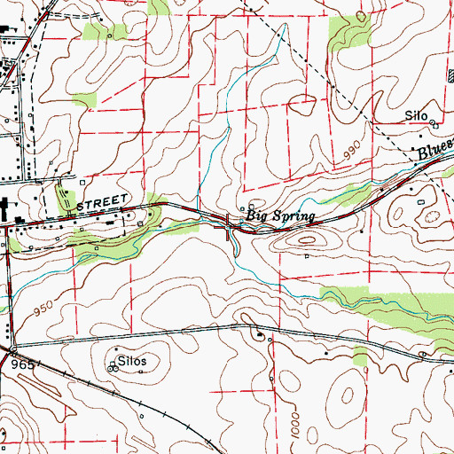 Topographic Map of Bluespring Branch, TN
