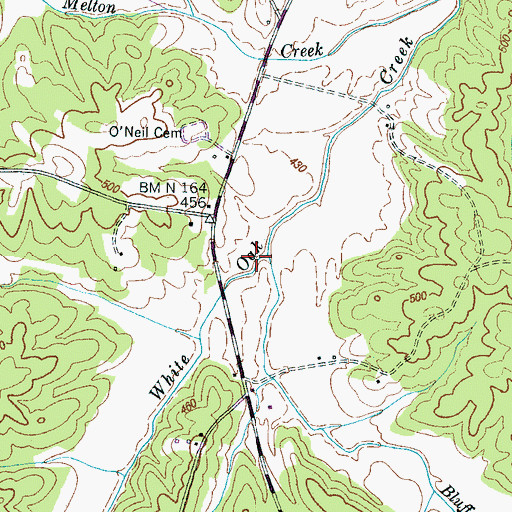 Topographic Map of Bluff Creek, TN