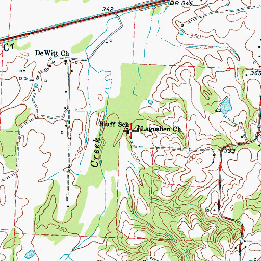 Topographic Map of Bluff School, TN