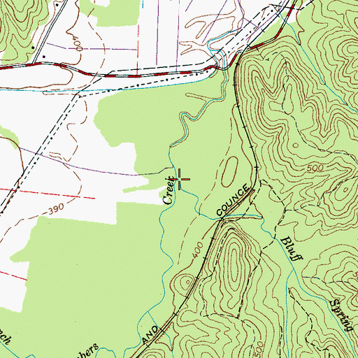 Topographic Map of Bluff Spring Branch, TN