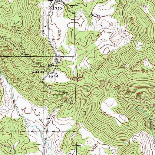 Topographic Map of Board Valley, TN