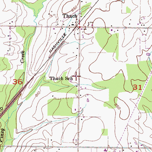 Topographic Map of Thach School, AL