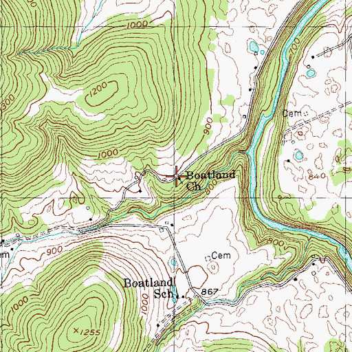 Topographic Map of Boatland Church, TN