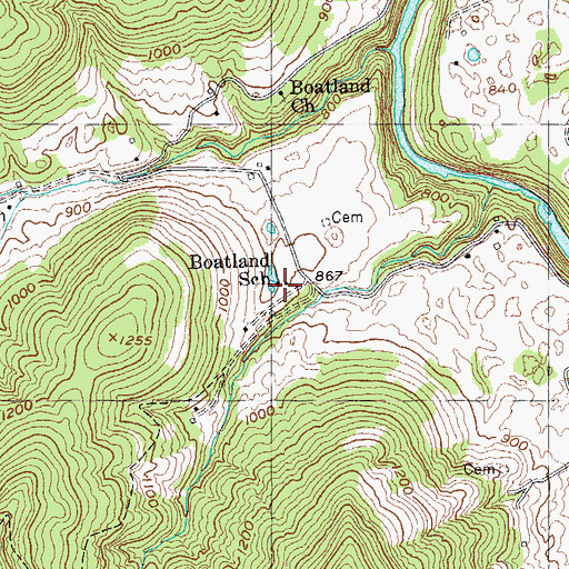Topographic Map of Boatland School, TN