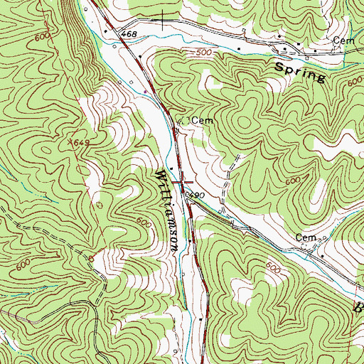 Topographic Map of Boaz Branch, TN