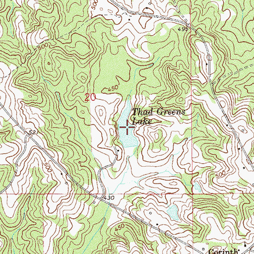 Topographic Map of Thad Greens Lake, AL
