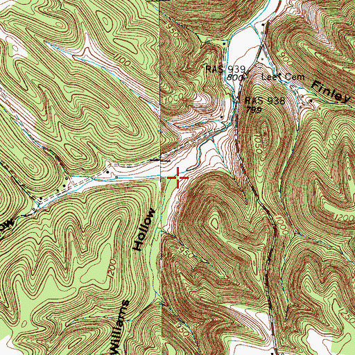 Topographic Map of Bob Williams Hollow, TN