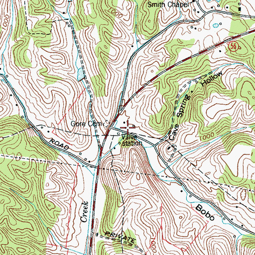 Topographic Map of Bobo Hollow, TN