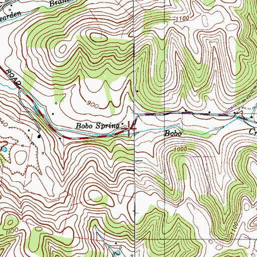 Topographic Map of Bobo Spring, TN