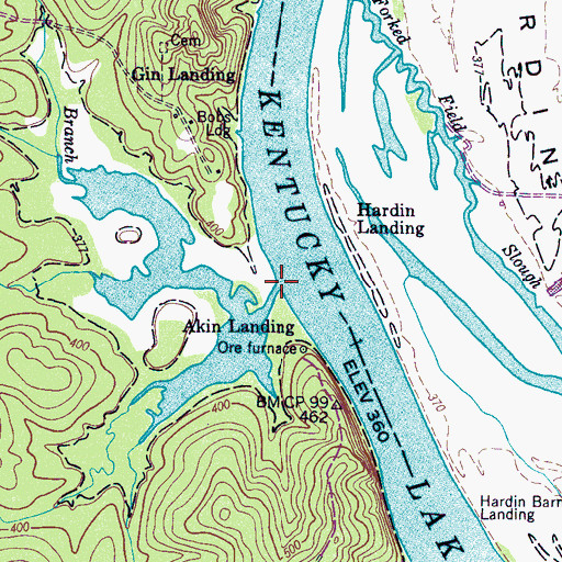 Topographic Map of Bobs Branch, TN