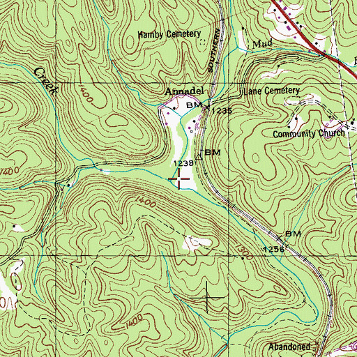 Topographic Map of Bobs Creek, TN