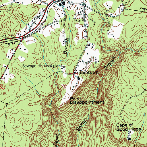 Topographic Map of Bobtown, TN