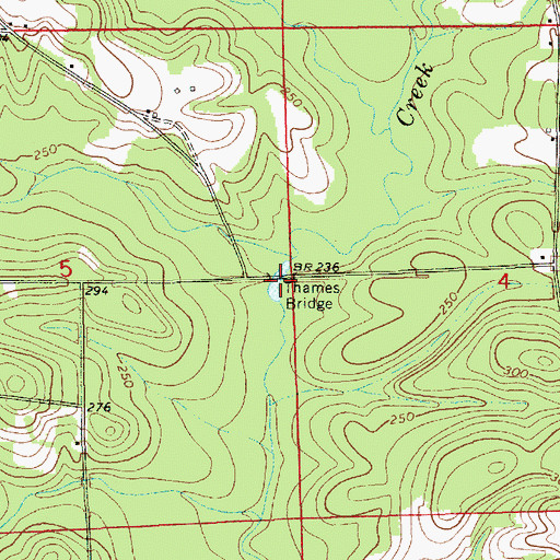 Topographic Map of Thames Bridge, AL